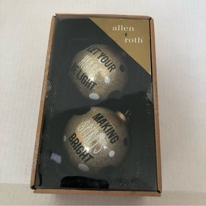 Allen + Roth Box Set of Two Christmas Ornaments Gold Balls Glitter